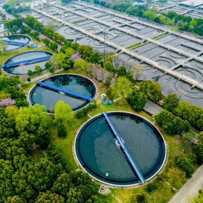 Aerial view of water treatment plant